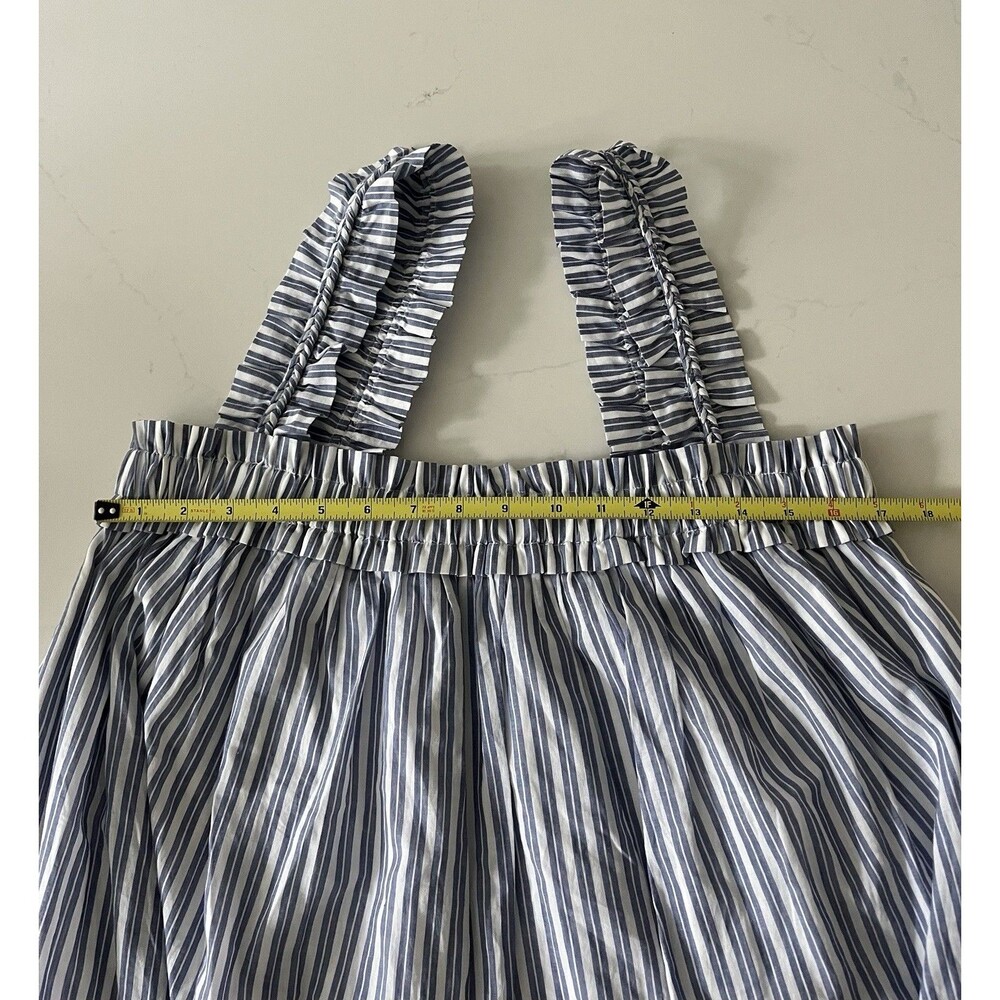 J. Crew Cotton Voile Ruffle Stripe Midi Dress Blue White Medium - Picture 6 of 7